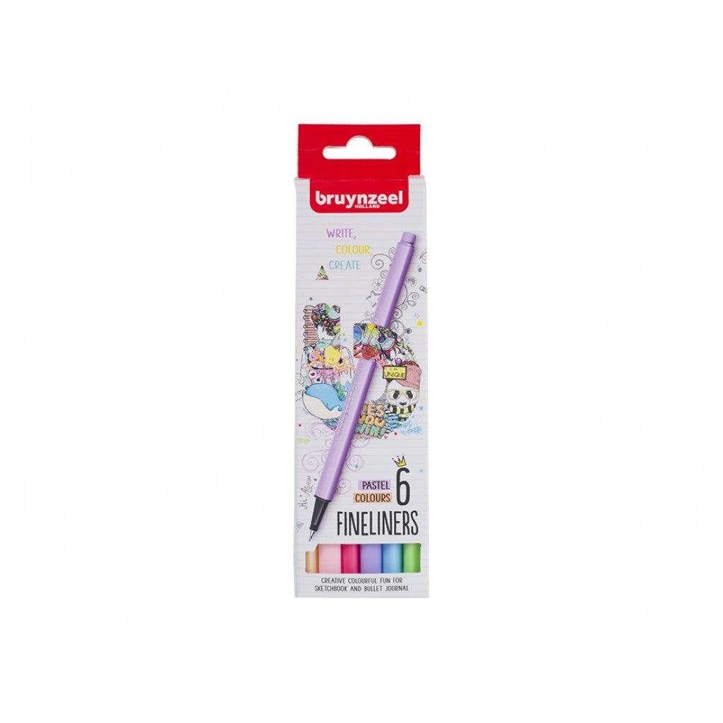 Bruynzeel Fineliners - Pastel Colours 6stk - HobbyHimmelen