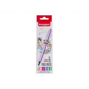 Bruynzeel Fineliners - Pastel Colours 6stk - HobbyHimmelen