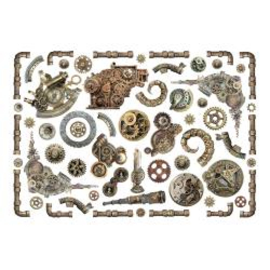 Stamperia Cardstock Ephemera Adhesive Paper Cut Outs - Songs Of The Sea Pipes And Mechanism