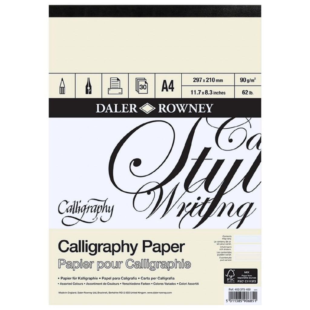 Calligraphy Blokk, Daler Rowney, 90g, 30 ark - A4