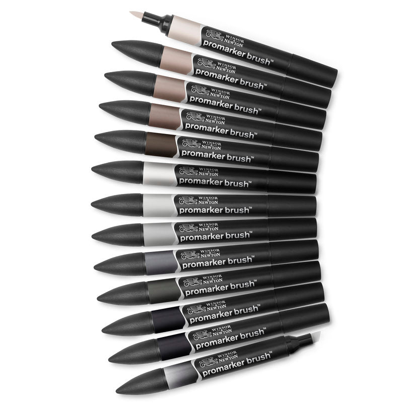 W&N - Promarker Brush - sett 12+1 Neutral Tones
