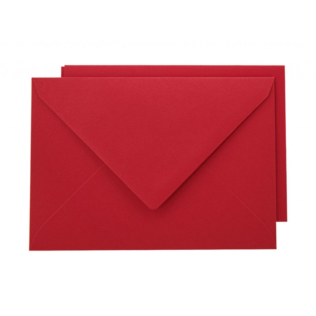 Staz Kort & Konvolutt - A6 10stk - 28 Julerød