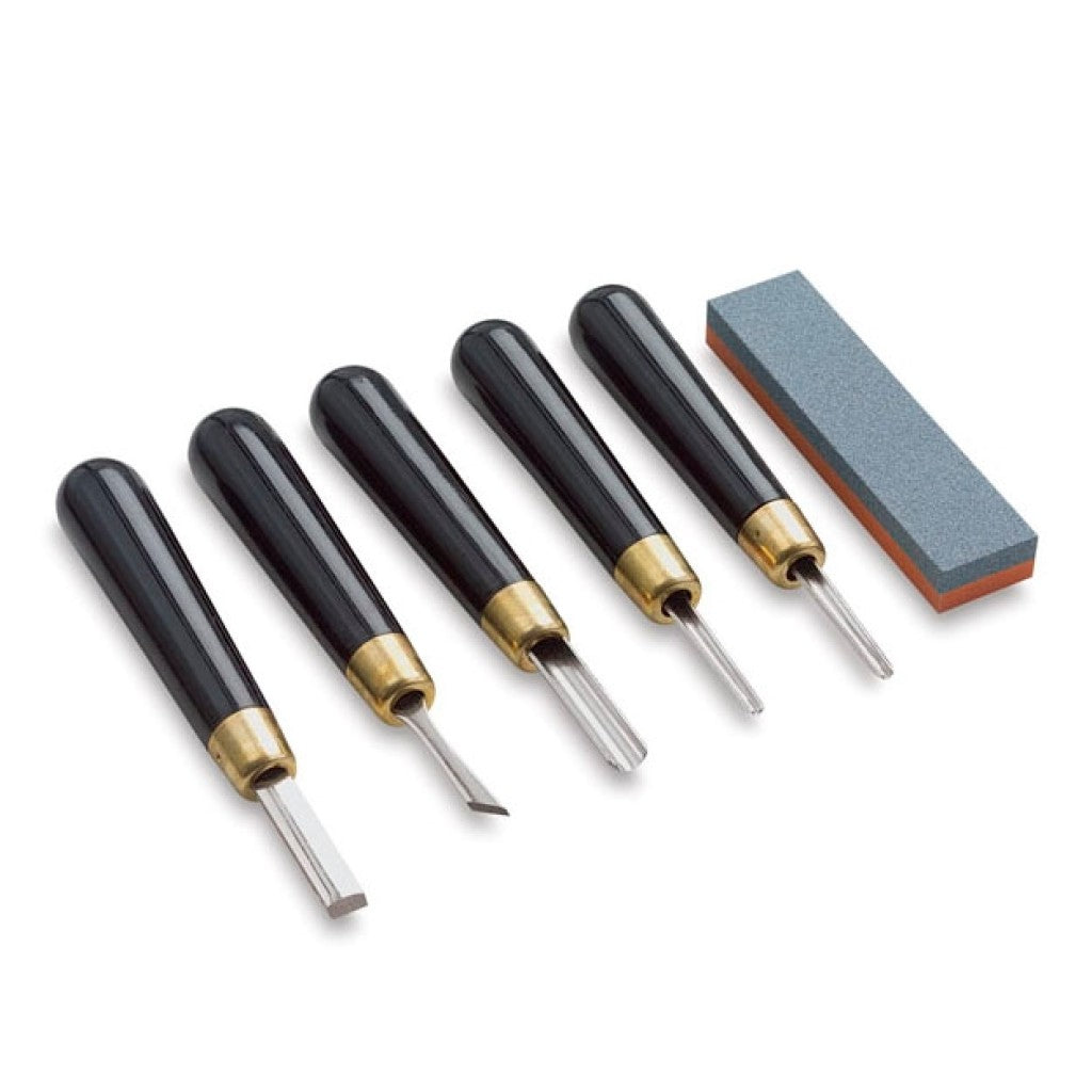 RGM - Linoknivsett 5 kniver + Slipesten