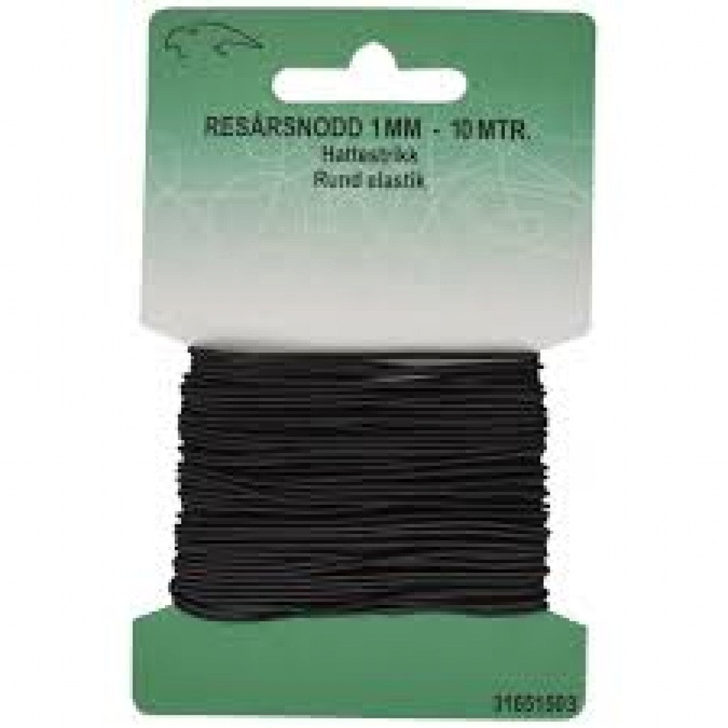 Elastikk rund 1mm - 10 meter svart