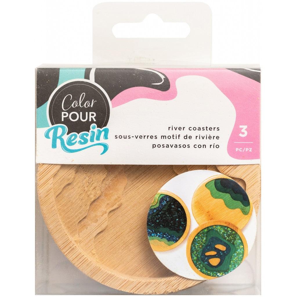 Color Pour Resin Coasters 3stk - Layered River - HobbyHimmelen
