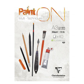 Clairefontaine - Paint On Blokk A3 40 ark - Hvit - HobbyHimmelen