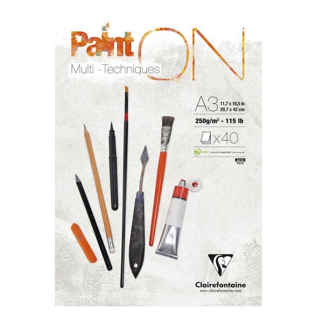 Clairefontaine - Paint On Blokk A3 40 ark - Hvit - HobbyHimmelen