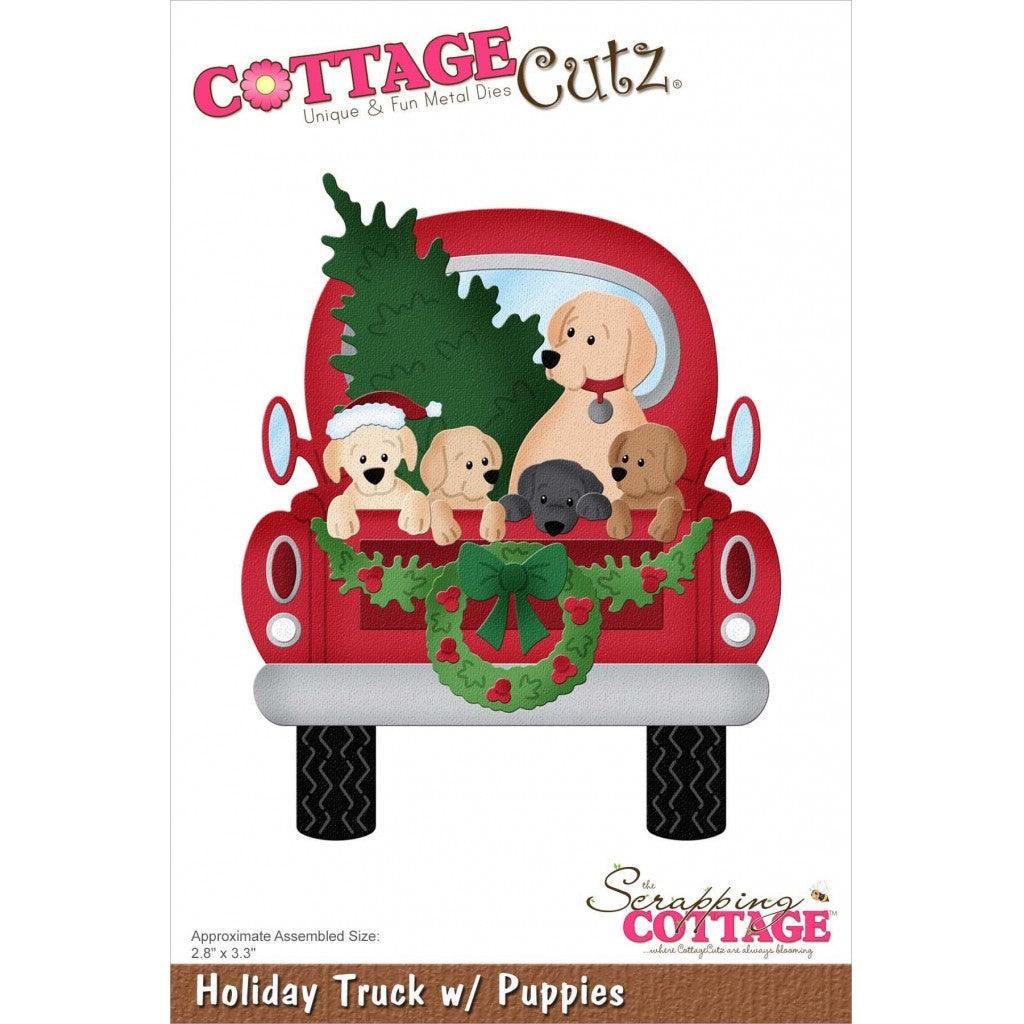 CottageCutz Dies - Holiday Truck W/Puppies, 7 x 8cm - HobbyHimmelen