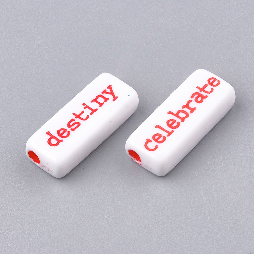 Ord-perler Rektangel 12-24mm - Fargemiks på Hvit