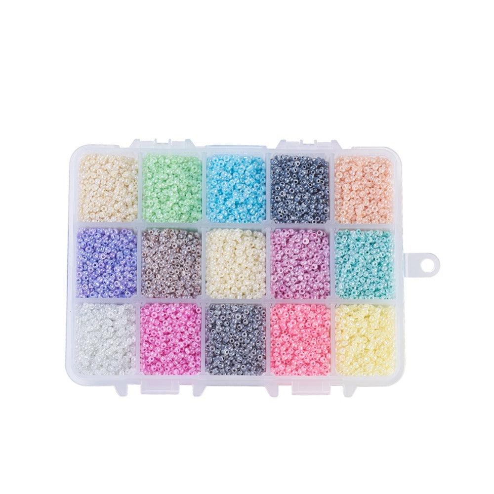 #1 Sett med Smykkedeler og Seed Beads i 15 Farger 11/0 (2mm) - Pearl Vibes - HobbyHimmelen