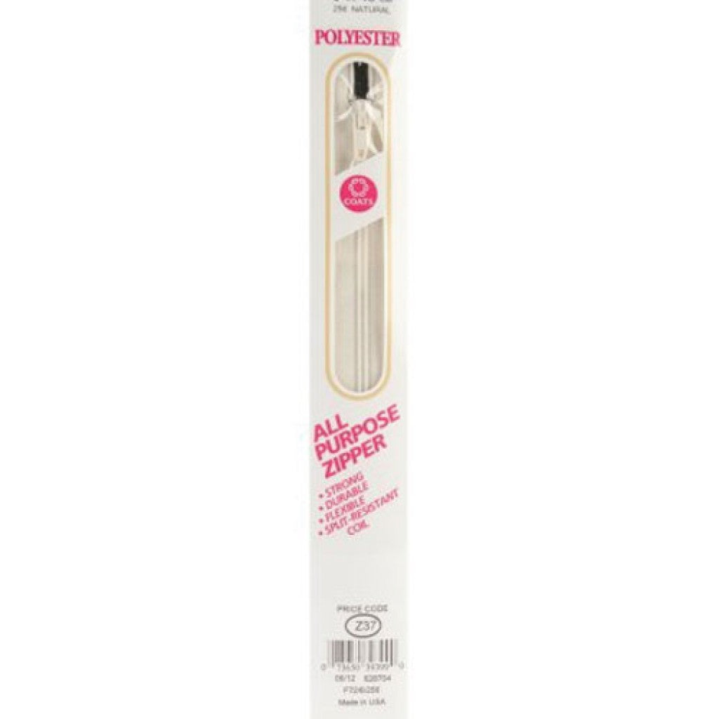 Glidelås i nylon (lukket) - 23cm Natural