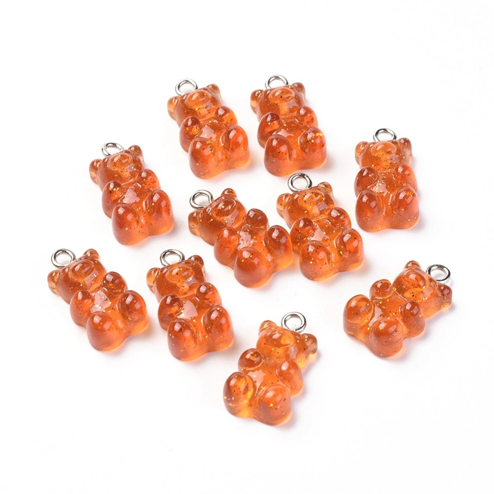 Gummy Bear Resin-Anheng, 20mm, 8stk - Glitter Sienna
