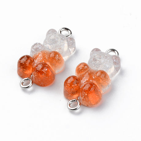 Gummy Bear Resin-Mellomledd, 25mm, 6stk - Glitter Cola to Transparent
