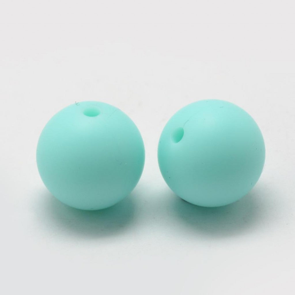 Perle i Silikon av Matkvalitet, 20mm - Round, Cyan