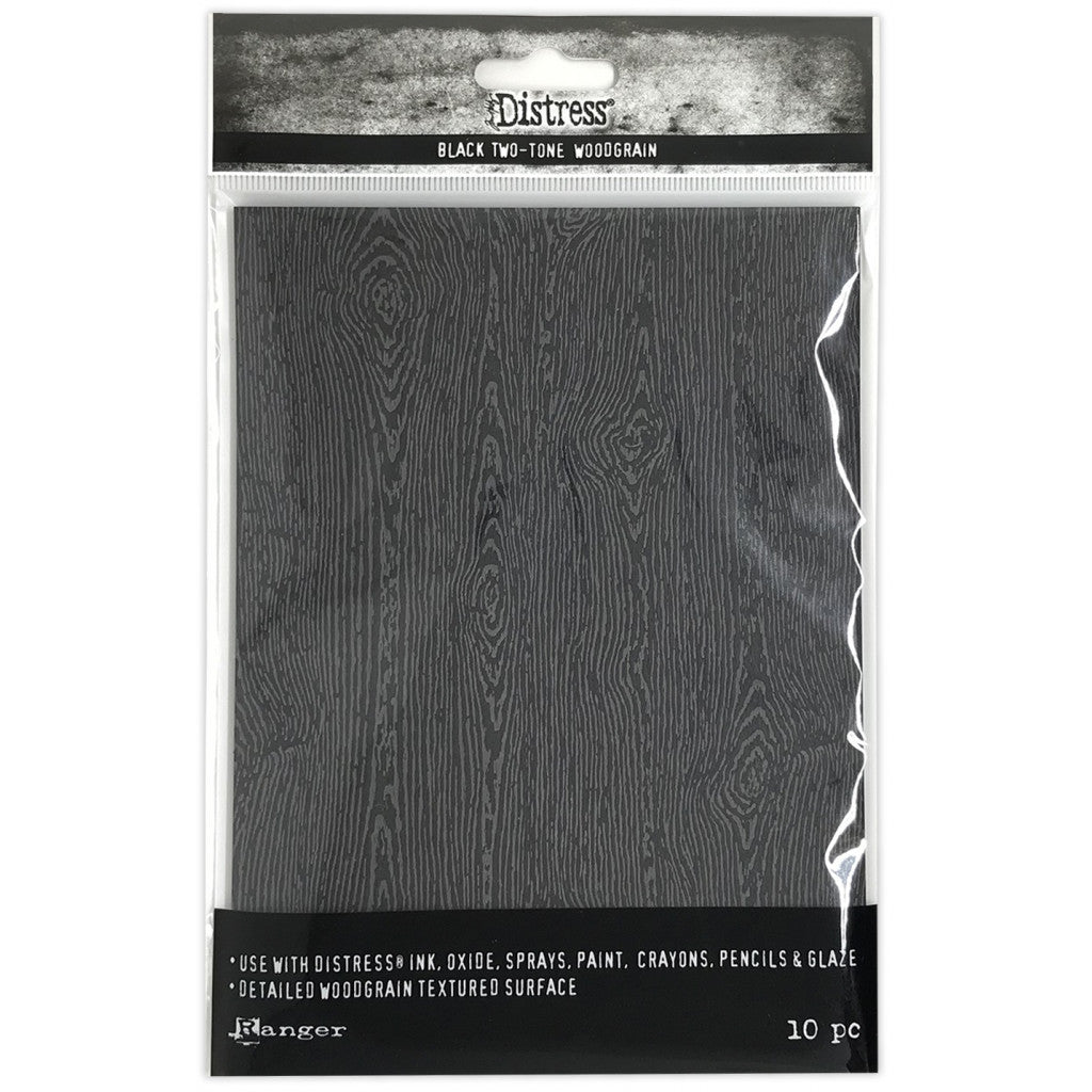 Tim Holtz Distress Cardstock 5"X7" 10stk - Black Woodgrain