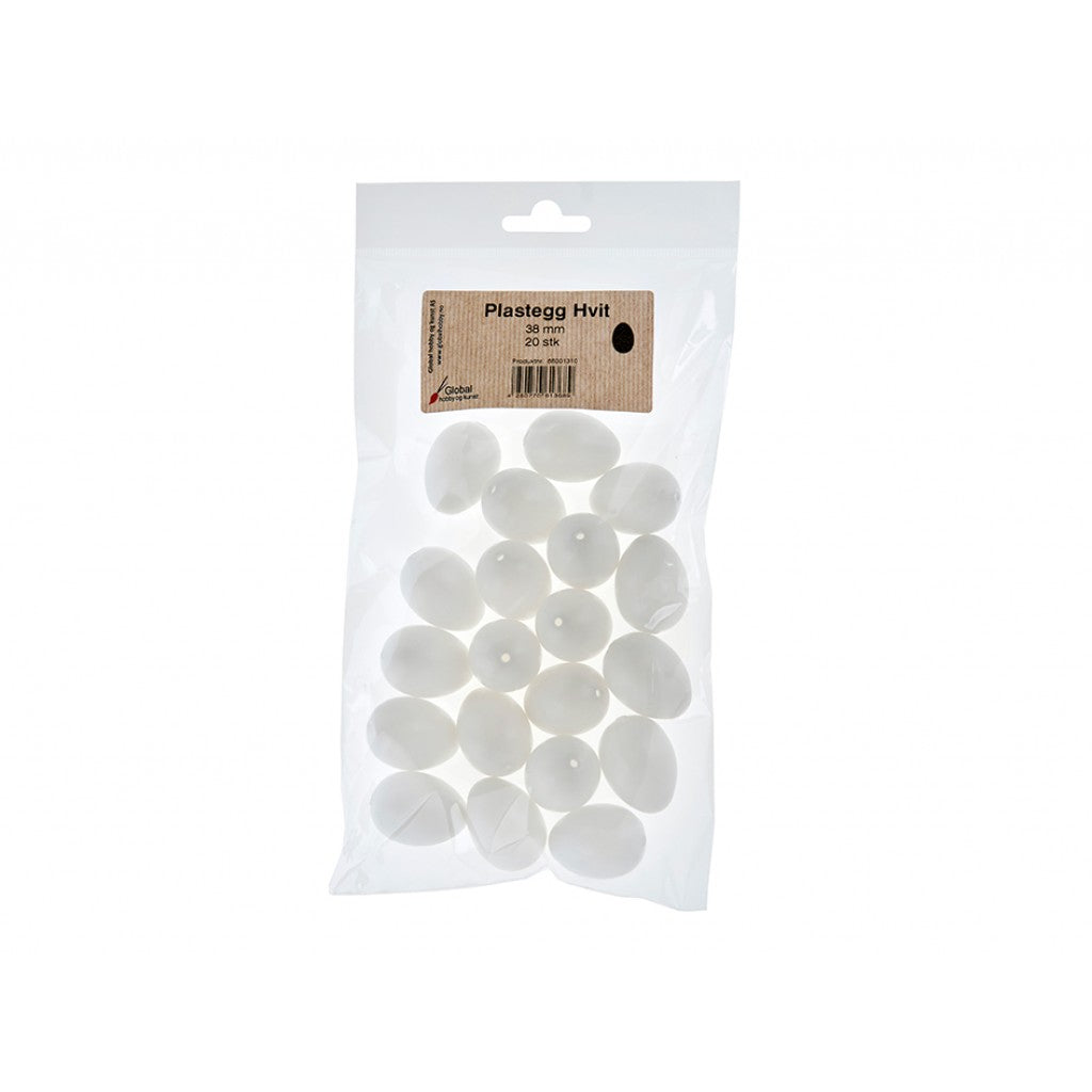 Plastegg - 38mm - Hvit - 20stk