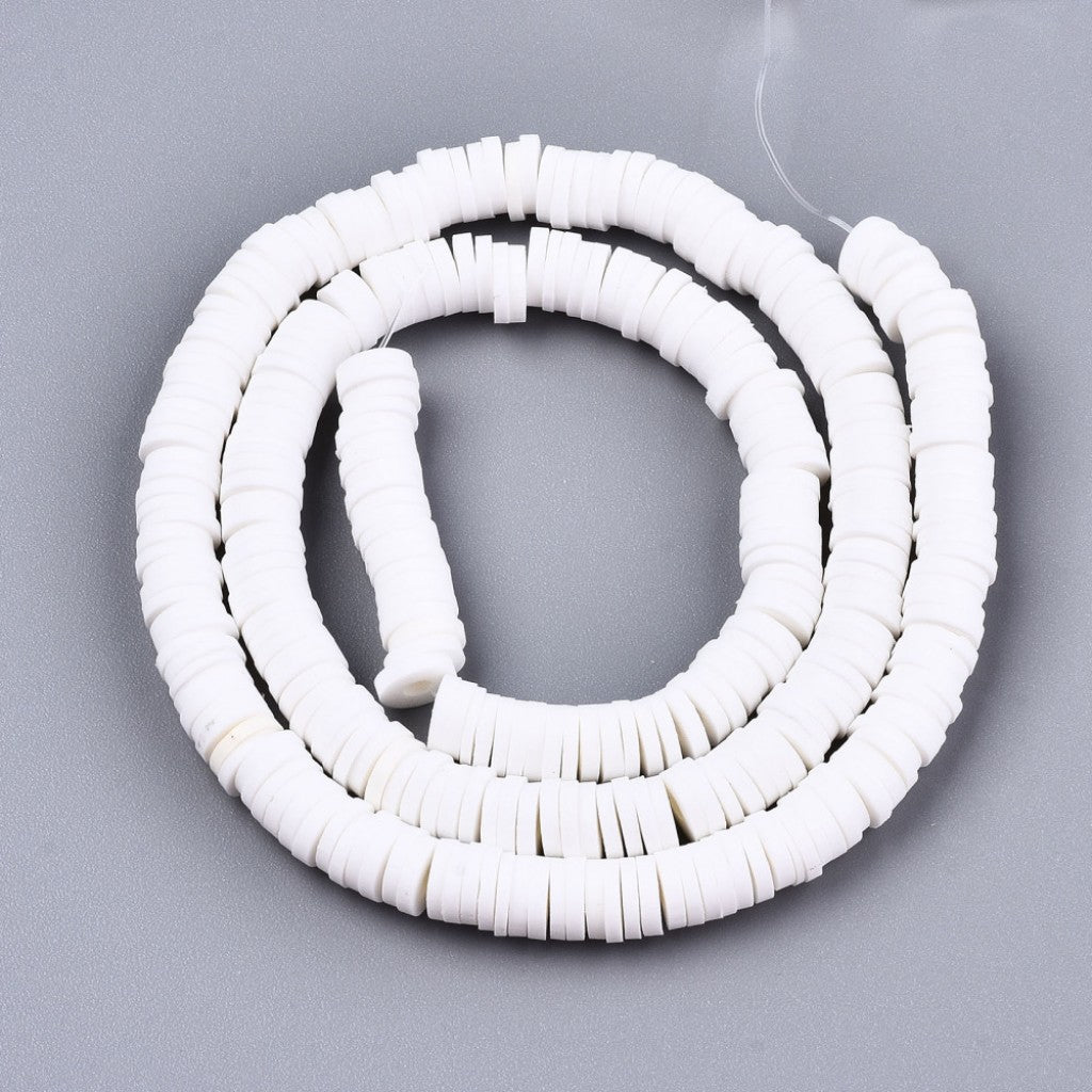 Heishi Beads 10g, 6mm - White