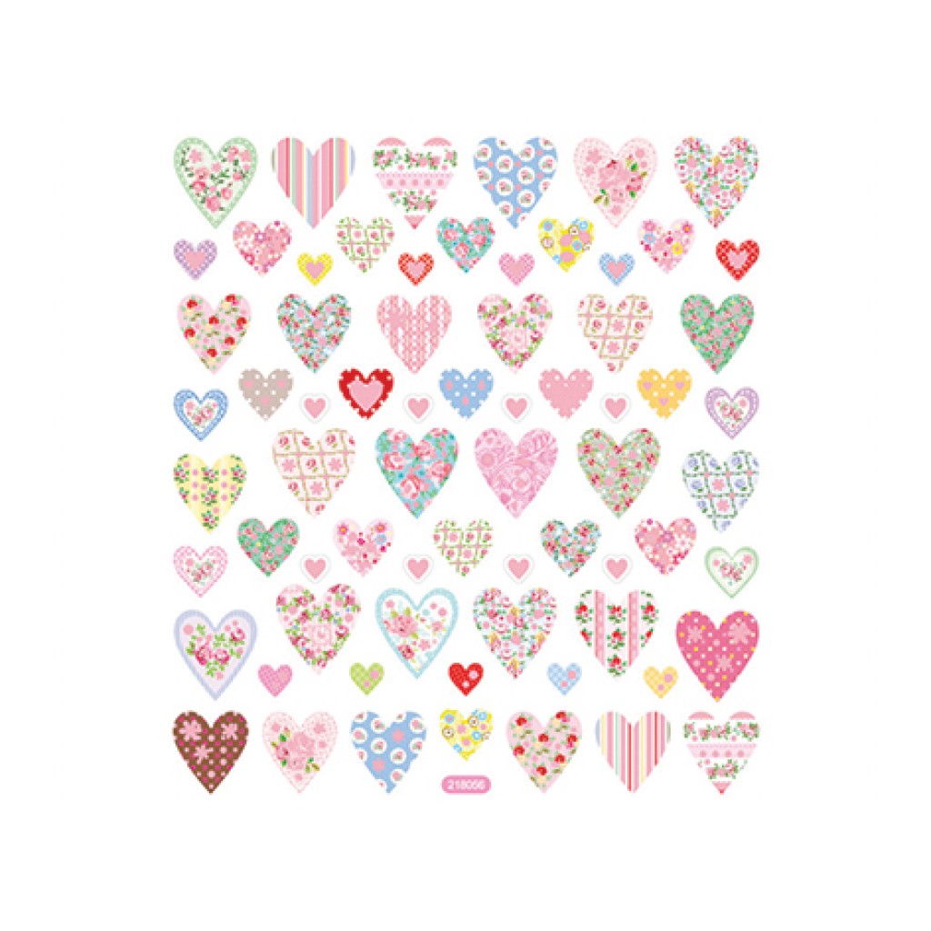 Klistremerker - Hjerter pastell m/glitter