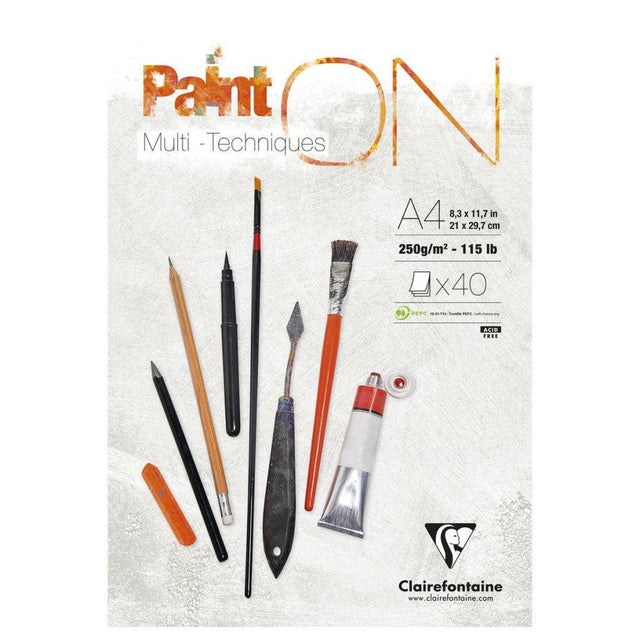 Clairefontaine - Paint On Blokk A4 40 ark - Hvit - HobbyHimmelen