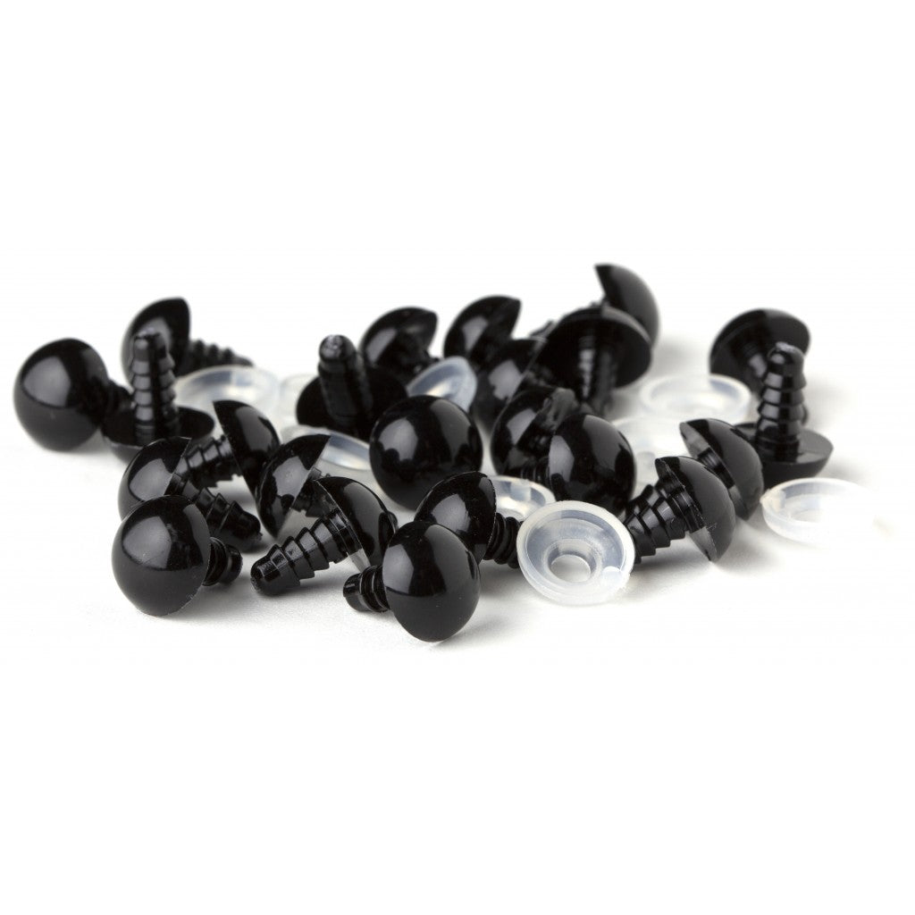 Sikkerhets-øyner Eyes, 12mm 6stk - Black