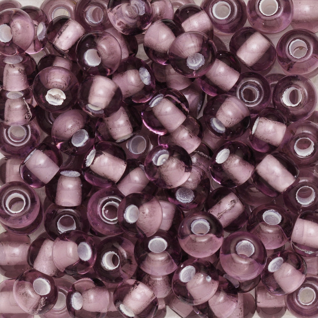 Rocaillesperle 6/0 - Lilla/Hvit