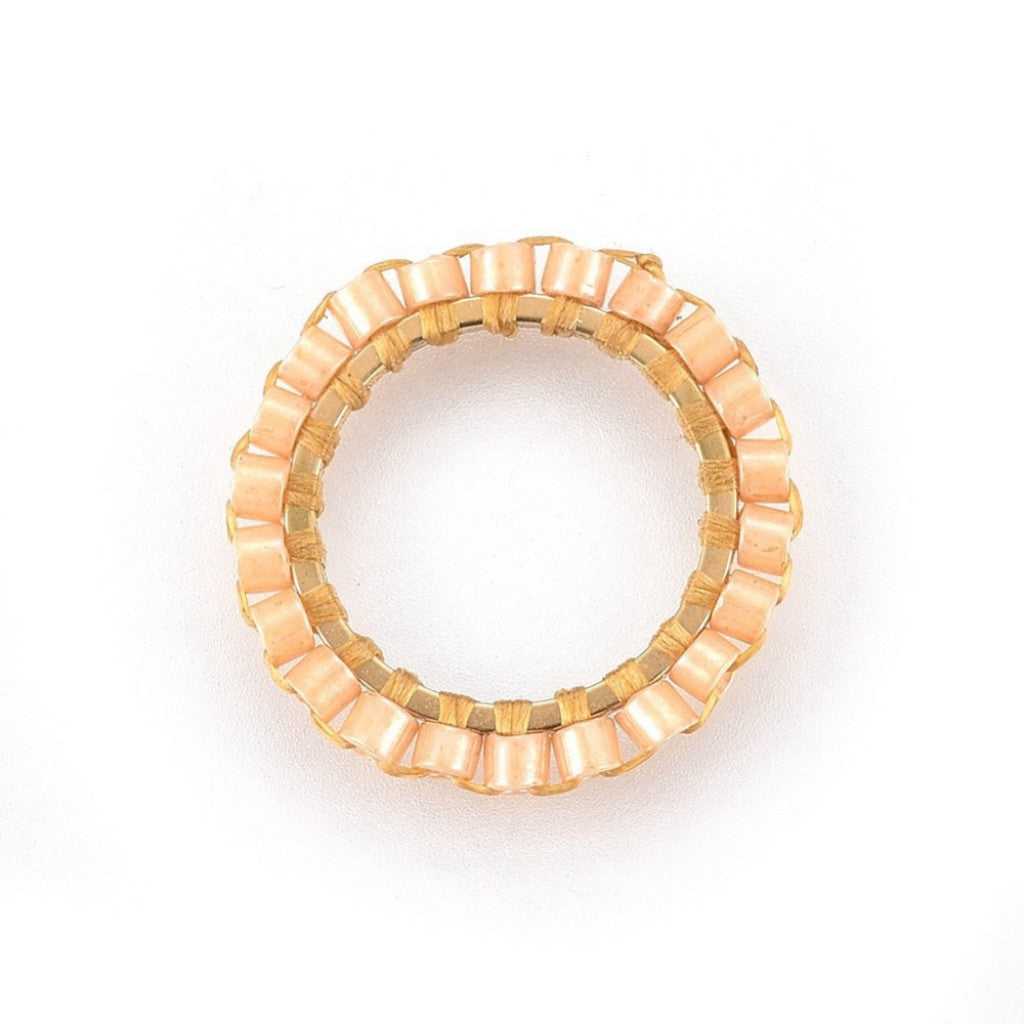 MIYUKI & TOHO Håndlaget Mellomledd/Ring, 15mm, 1stk - PeachPuff