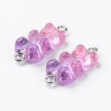 Gummy Bear Resin-Mellomledd, 25mm, 6stk - Glitter Lilac to Baby Pink