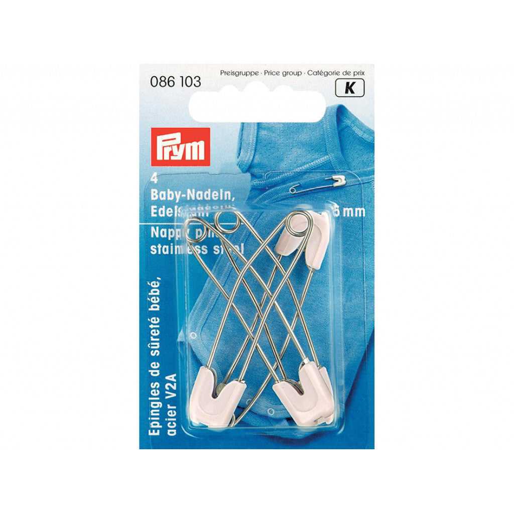 Prym Sikkerhetsnåler Baby 55mm 4stk - Hvit