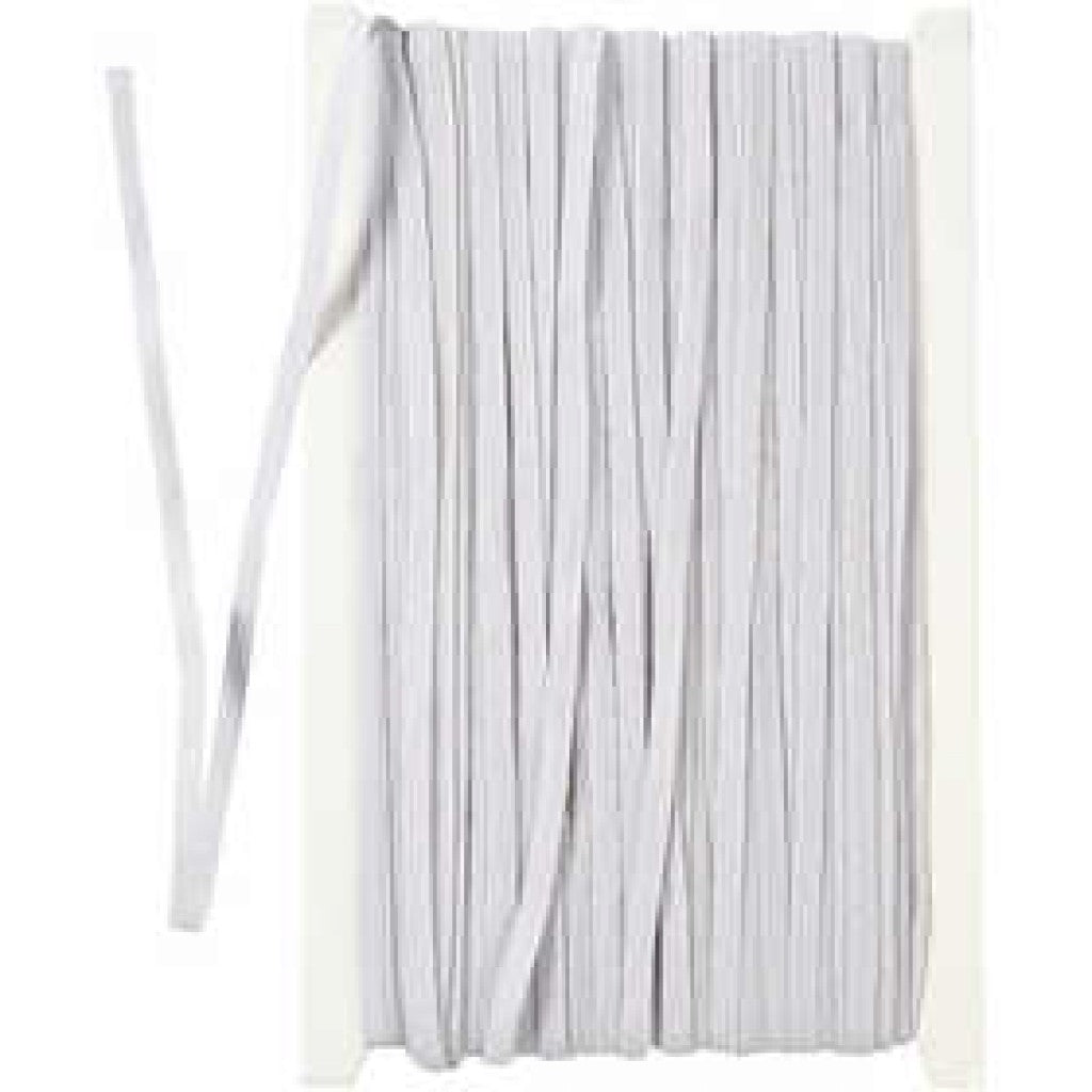 Elastikkbånd, 6mm, hvitt, 50m