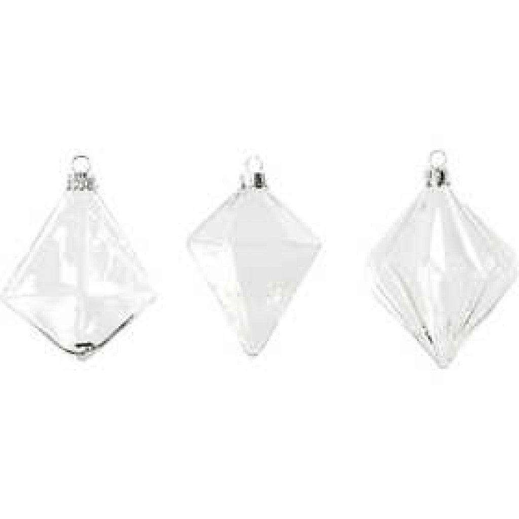 Julekuler i Glass, 3stk - Diamant