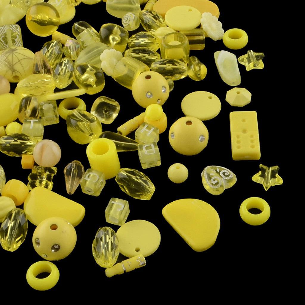 Akrylperler Assorterte Former, 5-25mm 40g - Gul - HobbyHimmelen
