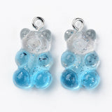 Gummy Bear Resin-Anheng, 21mm, 8stk - Glitter Light Skyblue to Clear