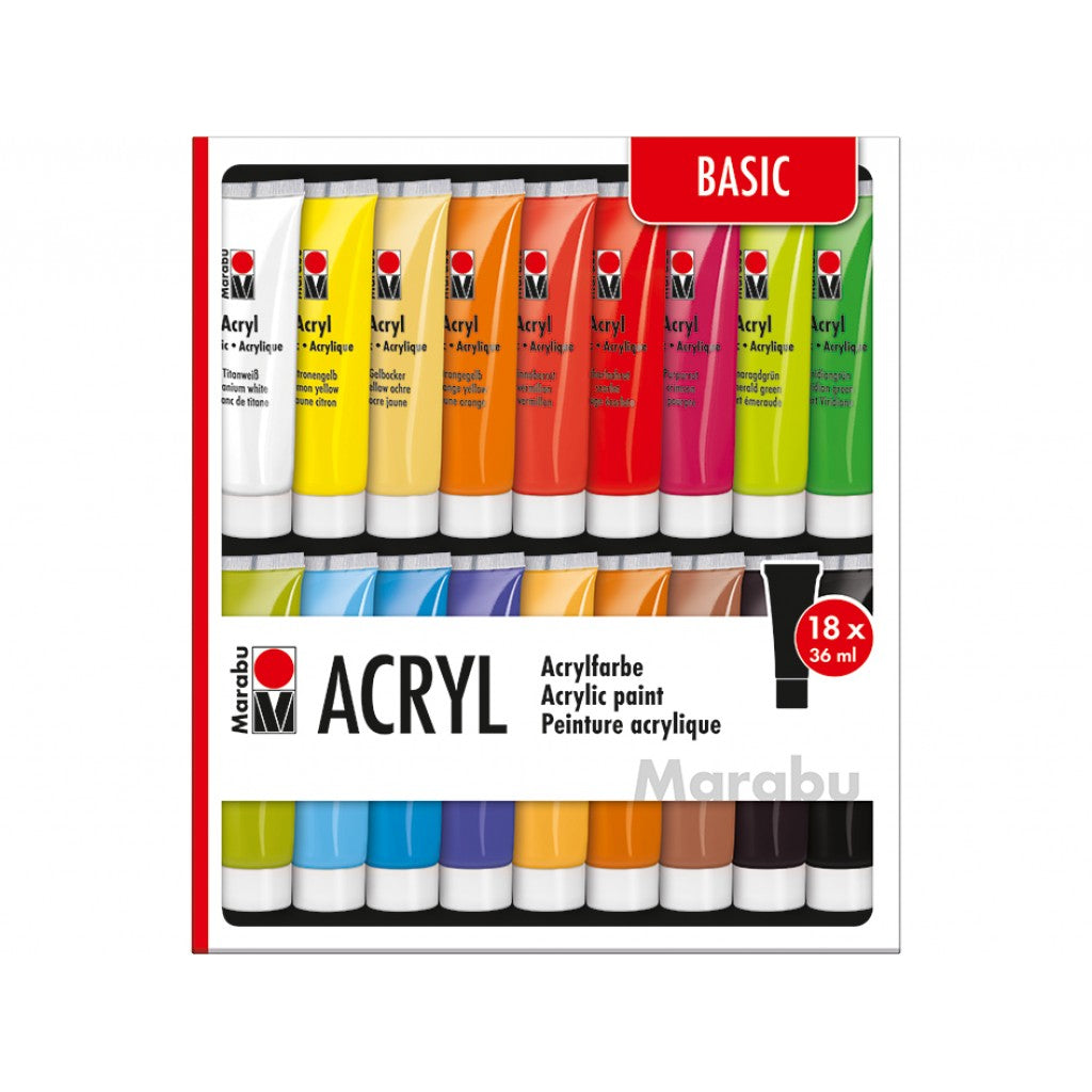 Marabu Acrylic Malingssett 18x36ml - BASIC