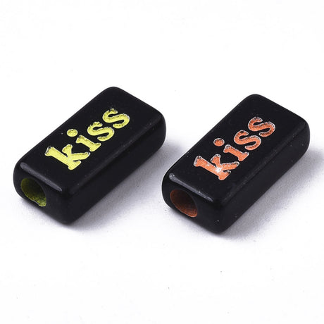 Ord-perler Rektangel 8-15mm - Neon på Sort