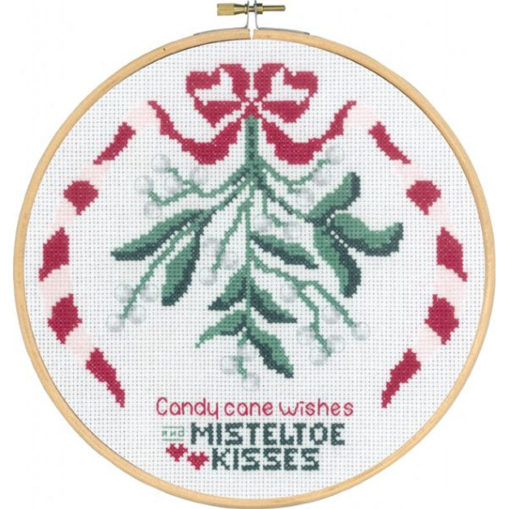 Korsstingsbroderi med Ramme - Misteltoe, 20cm, 5,4tr/cm