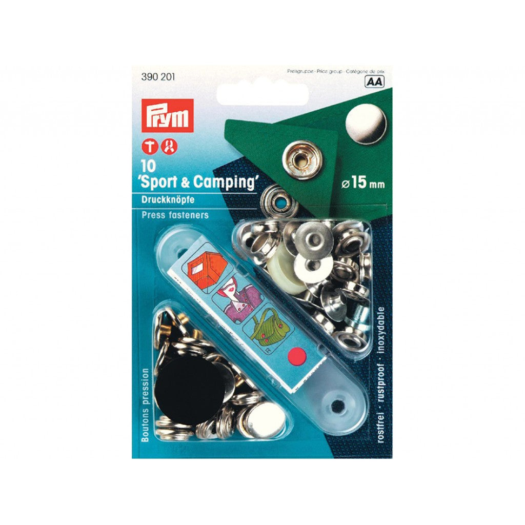 Prym Trykknapper Sport & Camping 15mm 10stk - Sølv