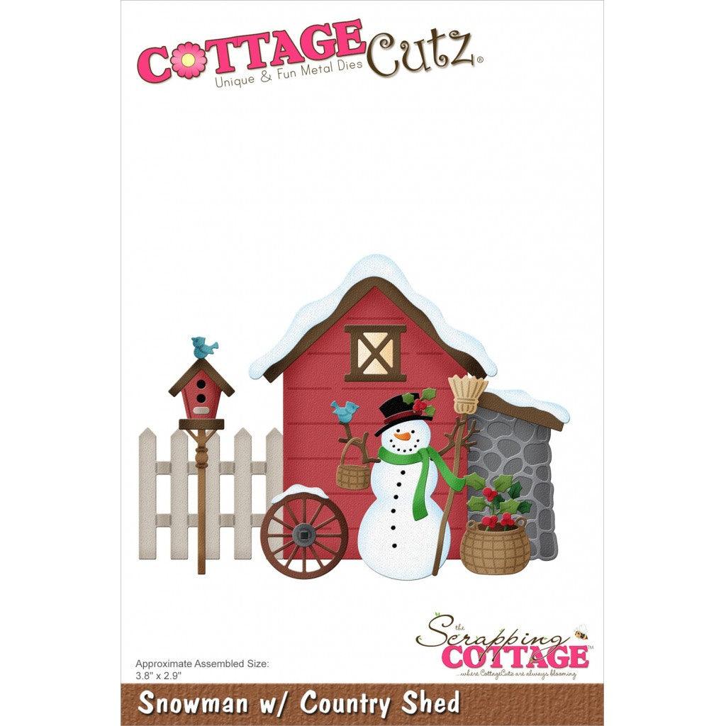 CottageCutz Dies - Snowman W/Country Shed, 9 x 7cm - HobbyHimmelen