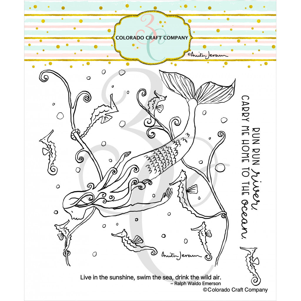 Colorado Craft Clear Stamps 6"X6" - Mermaid & Seahorses