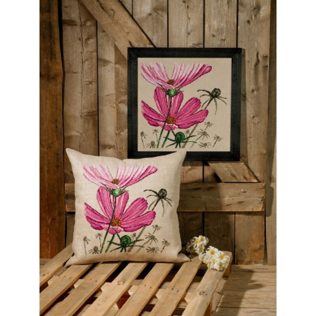 Korsstingsprderi - Pute Marguerit, 60x60cm