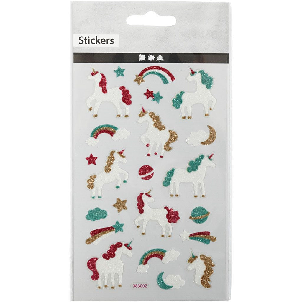 Klistremerker med Glitter - Enhjørning