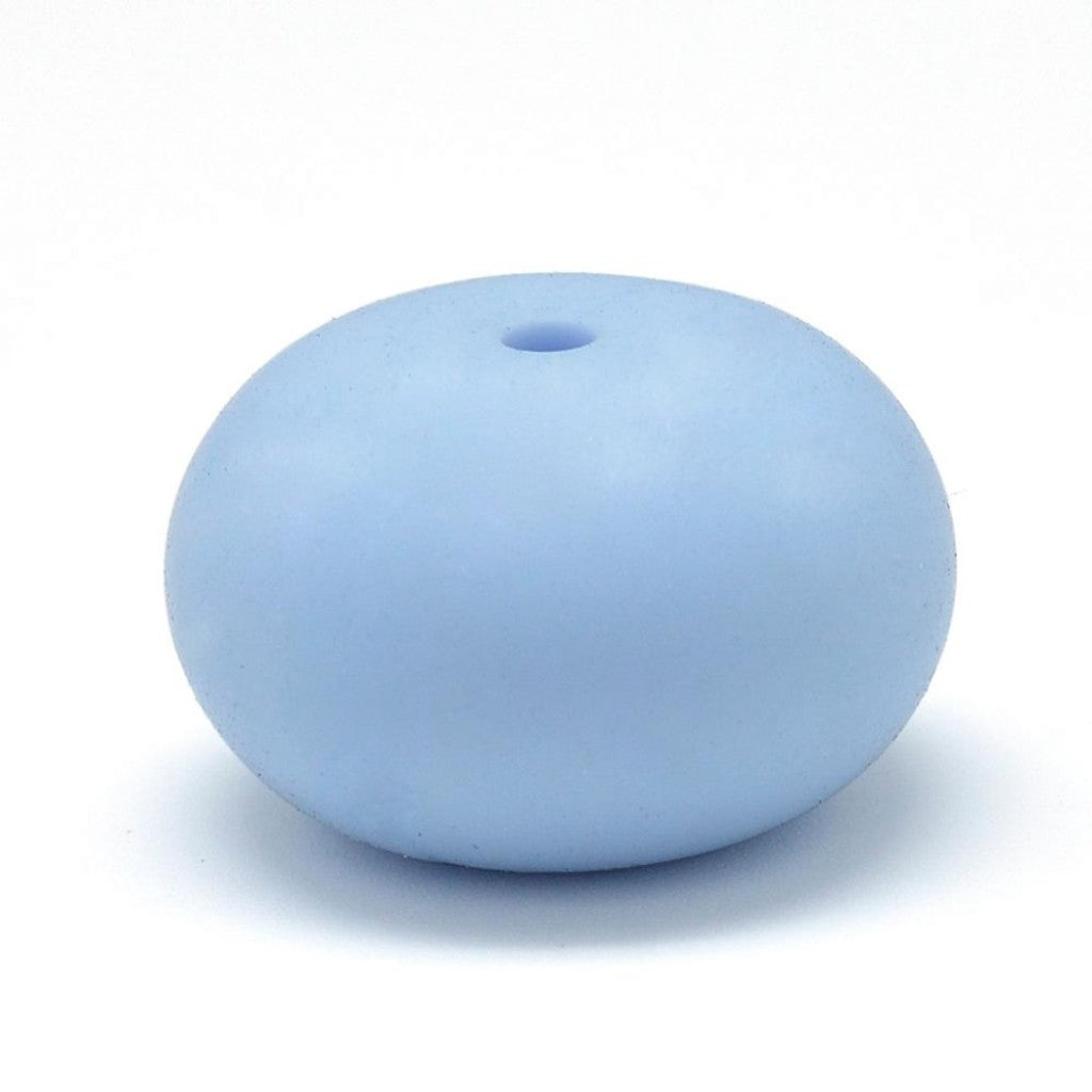 Perle i Silikon av Matkvalitet, 23mm - Flat Round, Light Blue