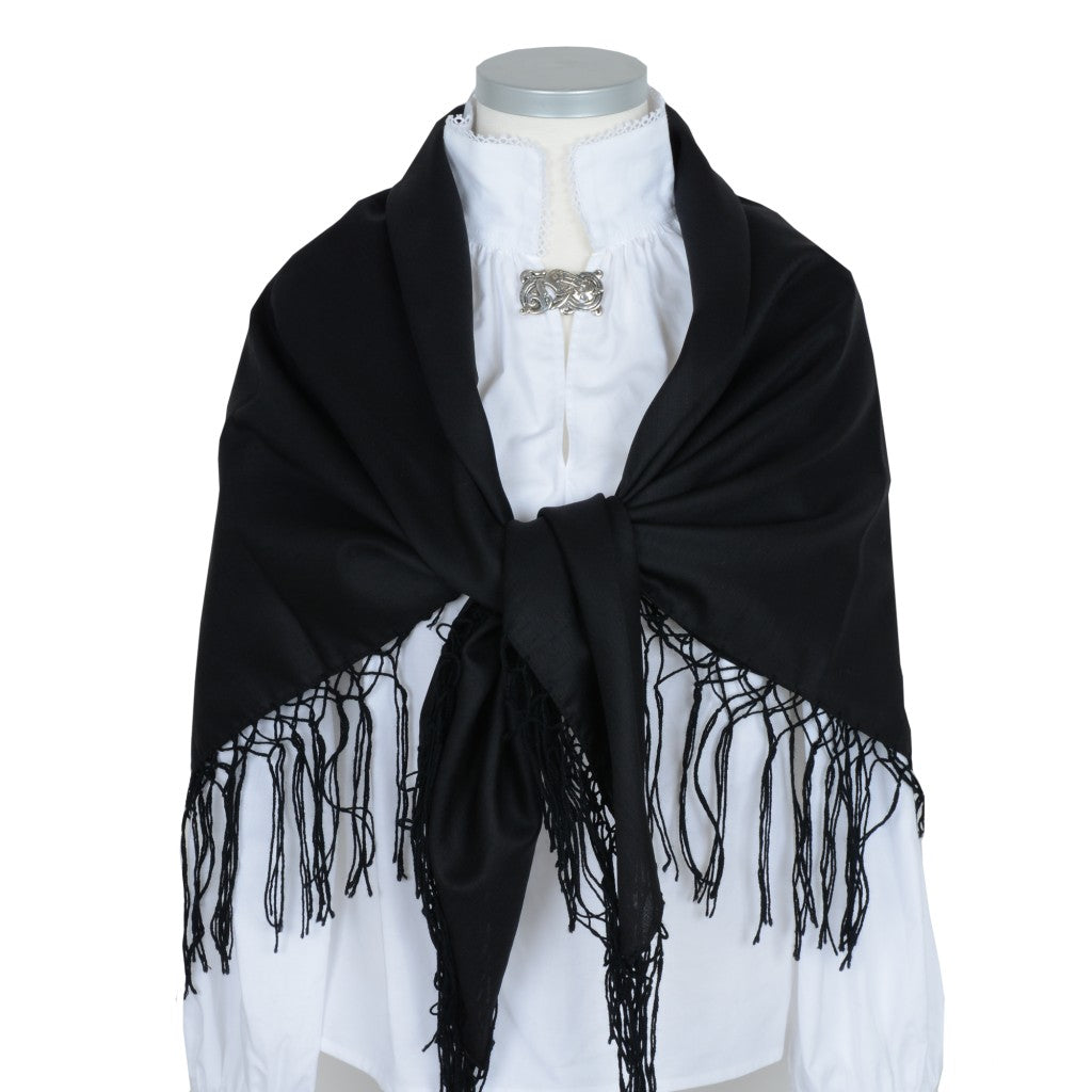 Tulleskaut 120cm m/håndknyttet ullfrynser