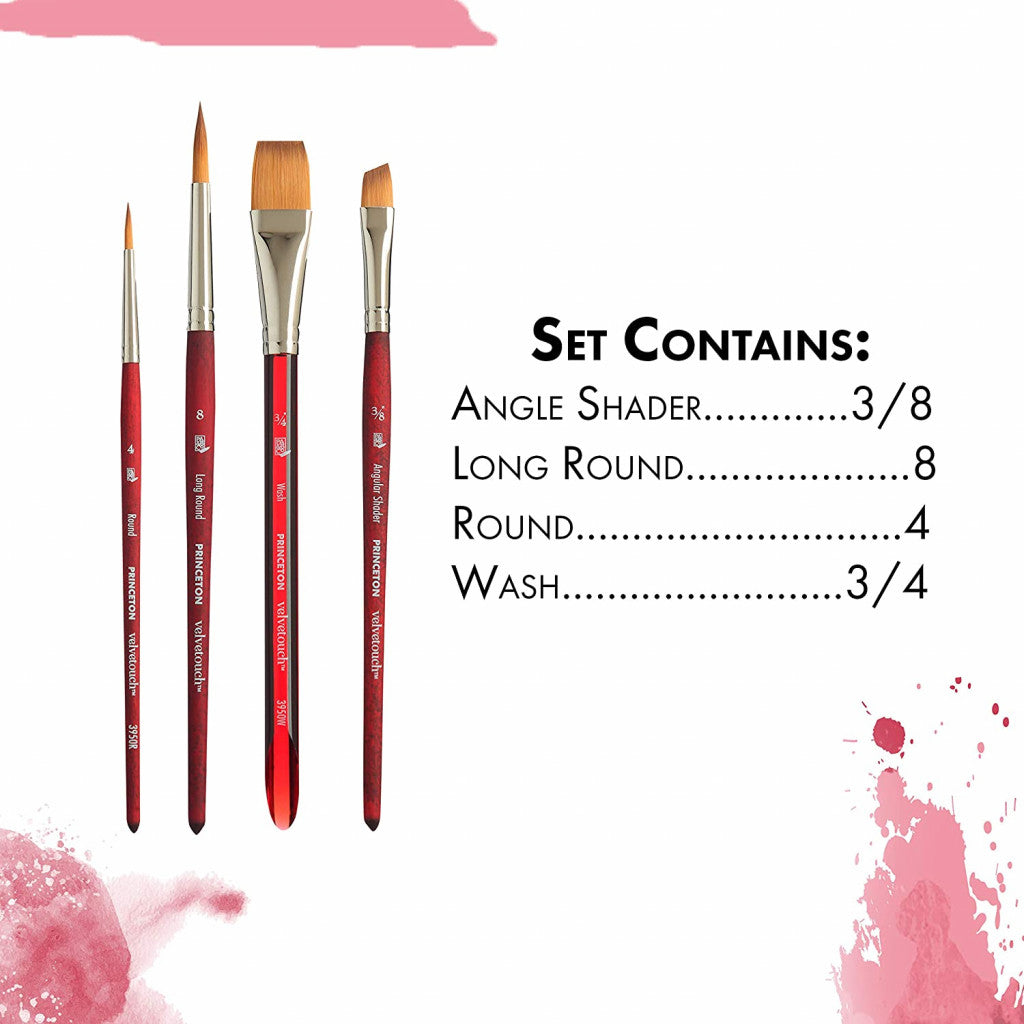 Princeton Velvetouch Synthetic Short Handle Professional - 4-pakk