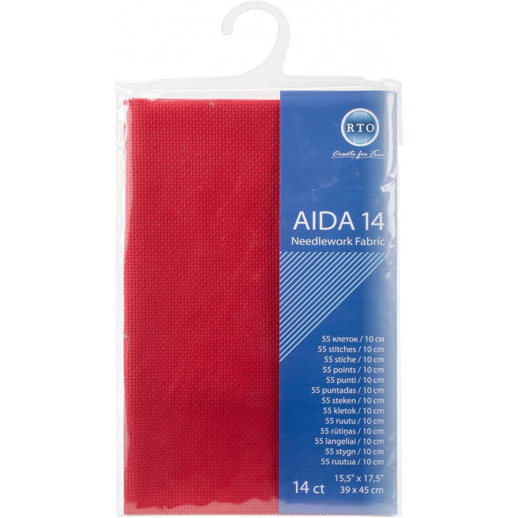 Aida 4,4tr/cm, 38 x 46cm - Red - HobbyHimmelen