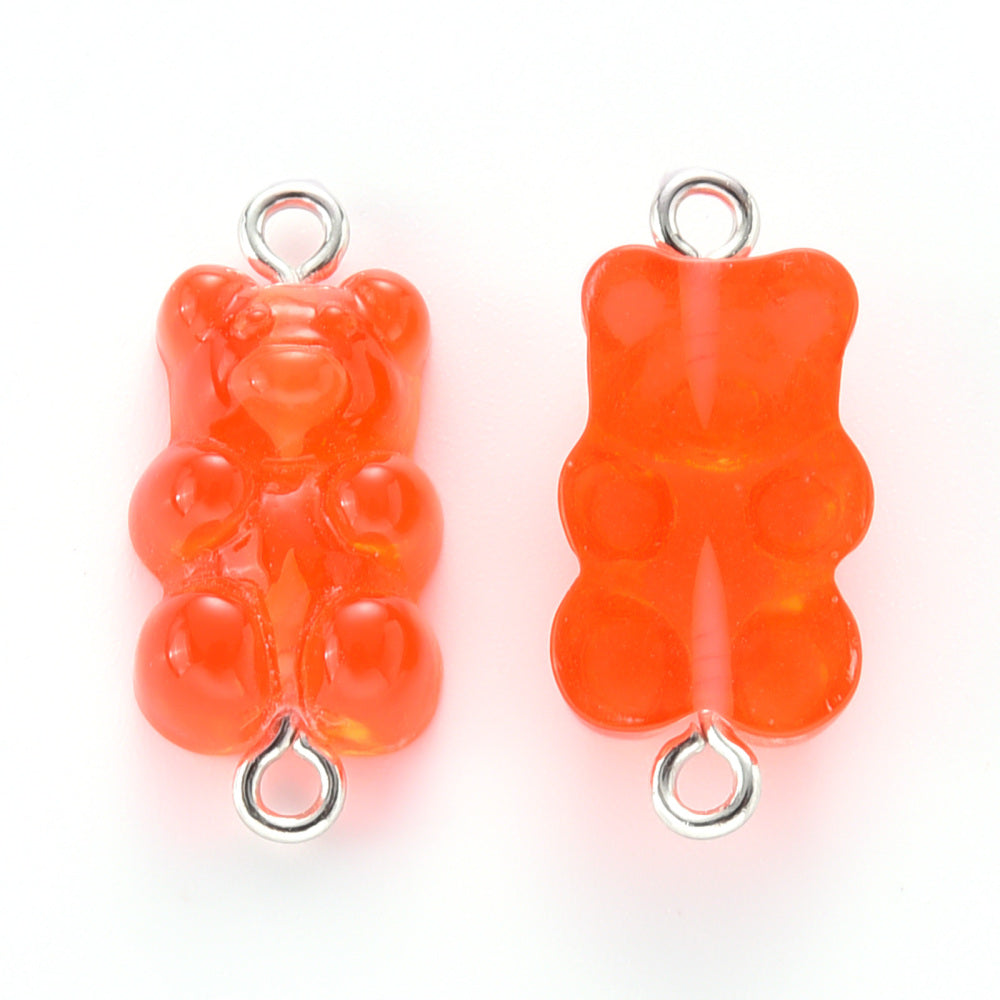 Gummy Bear Resin-Mellomledd, 25mm, 6stk - Red Hot