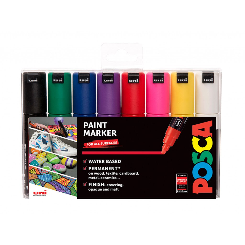 Uni POSCA PC-7M - Bullet 4,5-5,5mm - Sett Standard 8stk