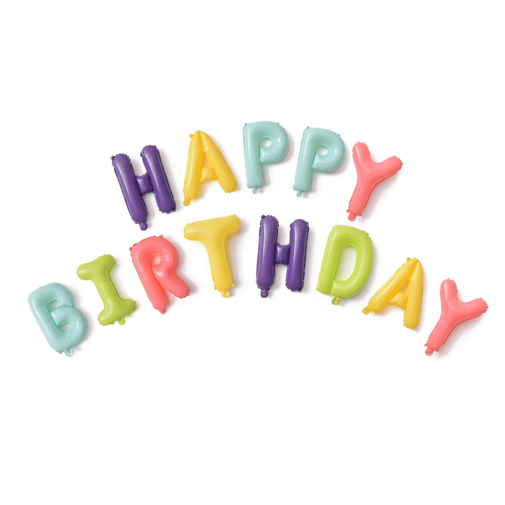 Folieballonger, 270cm Happy Birthday - Pastell