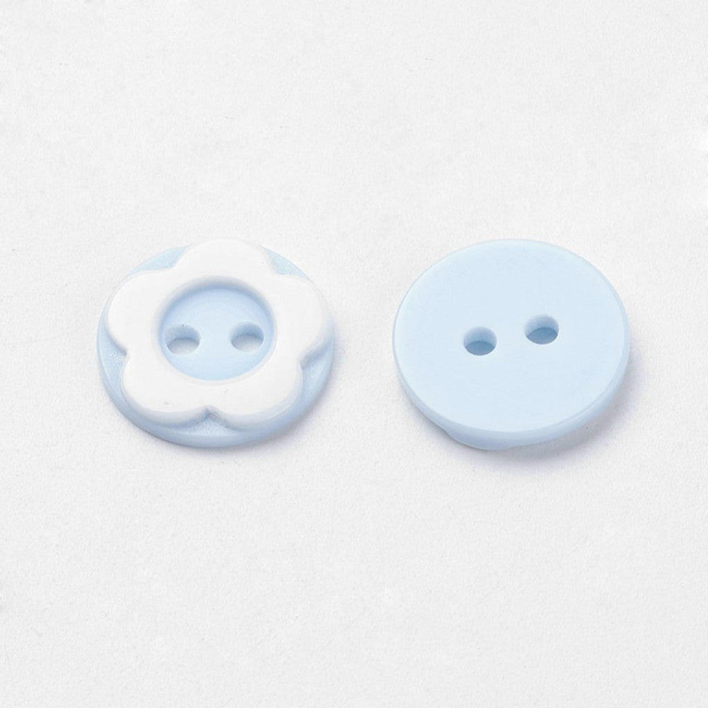 Knapp i Epoxy, 13mm - Blomst Cornflower Blue