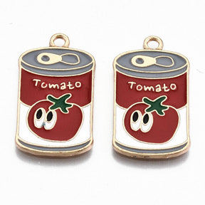 Charm Emalje Tomatsuppe, 25x14mm, 3stk - Hermetikkrød - HobbyHimmelen