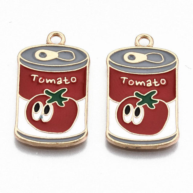 Charm Emalje Tomatsuppe, 25x14mm, 3stk - Hermetikkrød - HobbyHimmelen